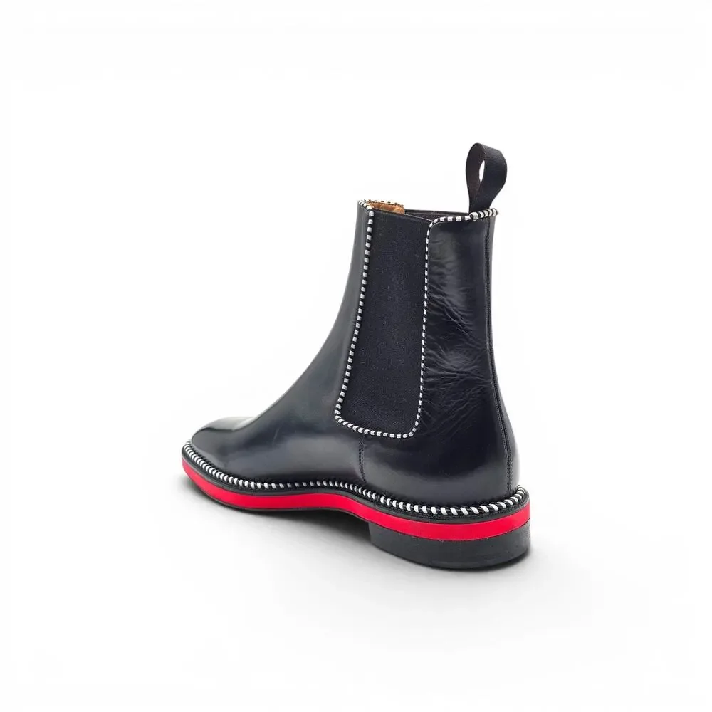 Christian Louboutin Men Leather Chelsea Boots Black EU 42 US 9 - Right Shoe